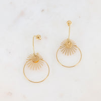 Boucles d'oreilles créoles anneau et soleil