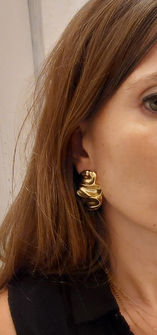 Boucles d'oreilles Clips forme ovale ondulée