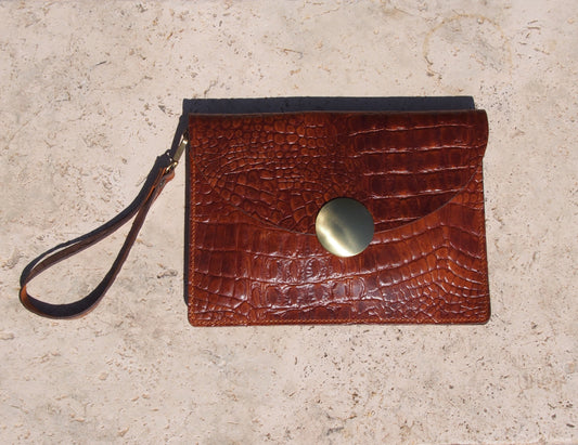 SFAKIA cuir effet croco cognac