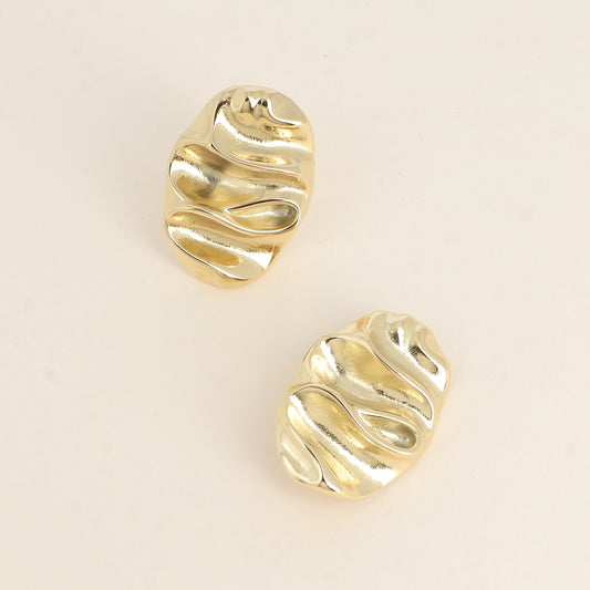 Boucles d'oreilles Clips forme ovale ondulée