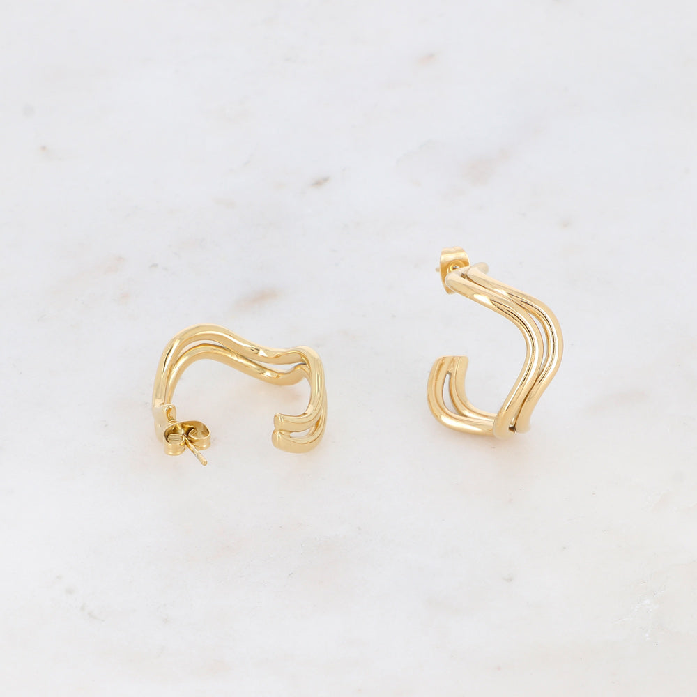 Boucles d'oreilles créoles double vague
