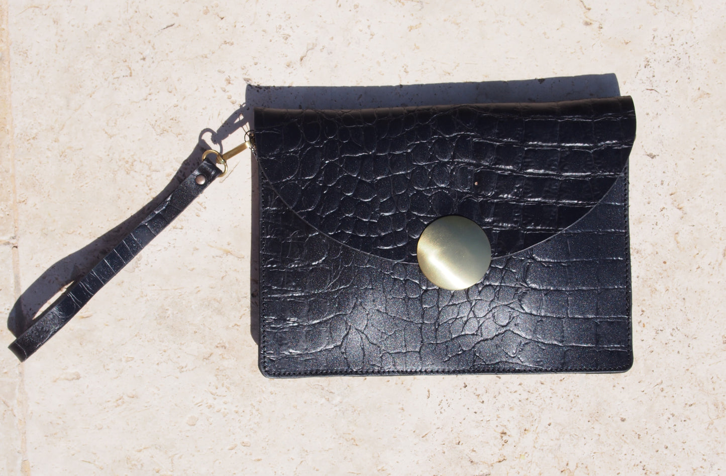 SFAKIA cuir effet croco noir