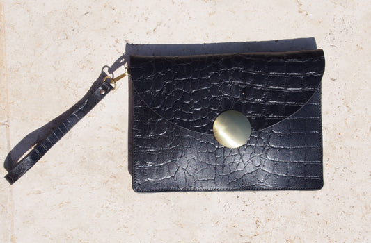 SFAKIA cuir effet croco noir