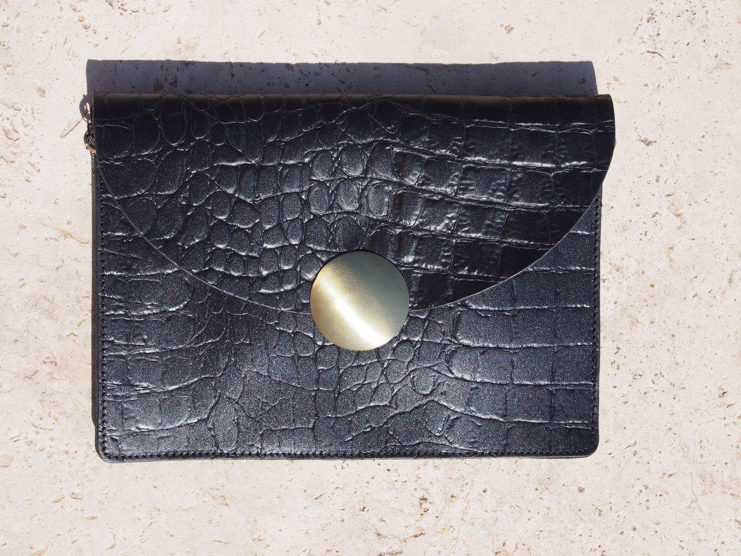 SFAKIA cuir effet croco noir