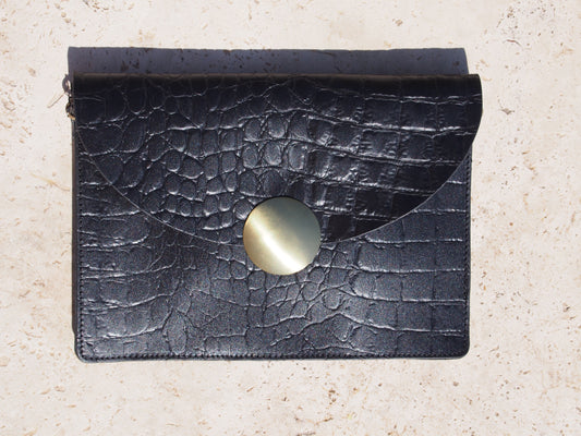 SFAKIA cuir effet croco noir