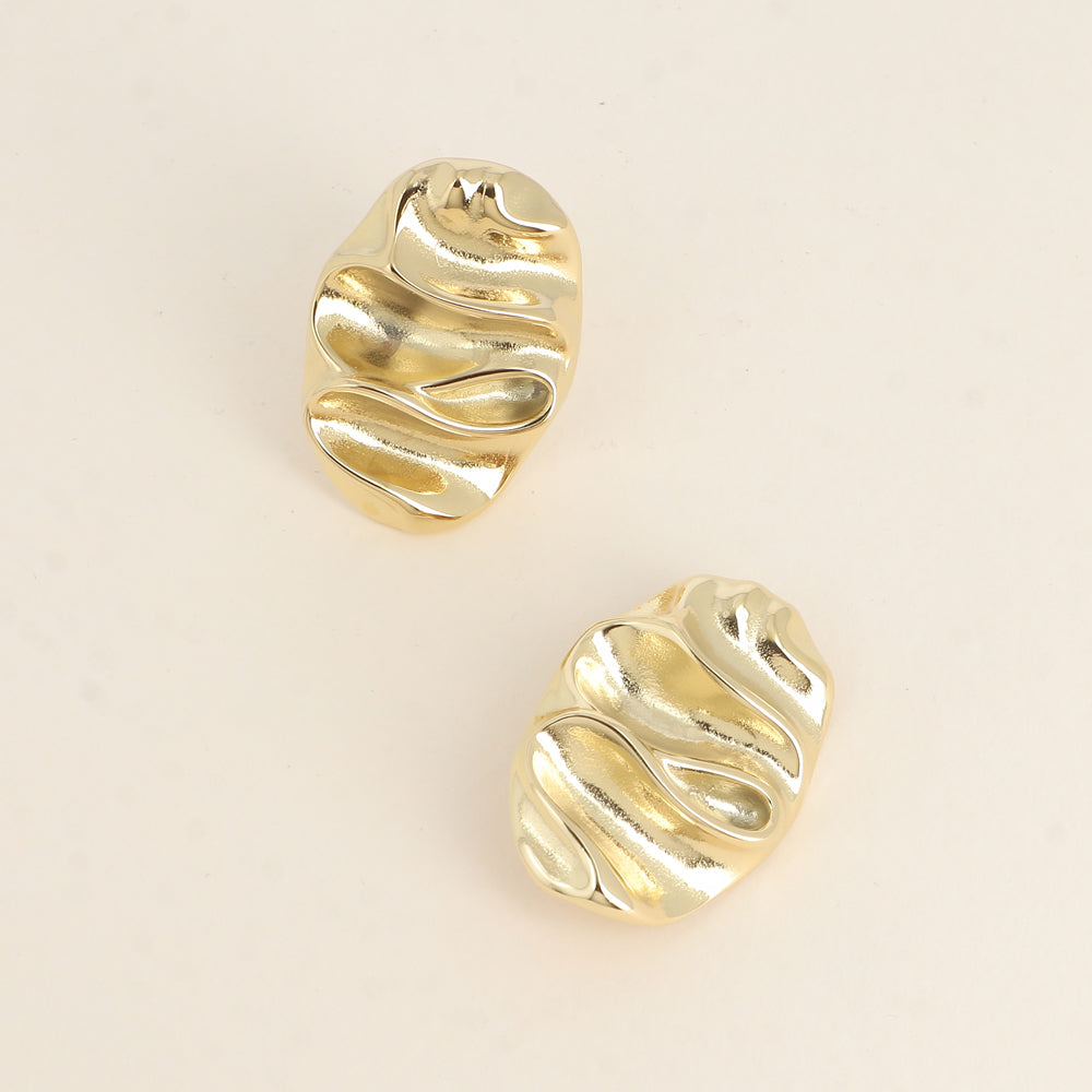 Boucles d'oreilles Clips forme ovale ondulée