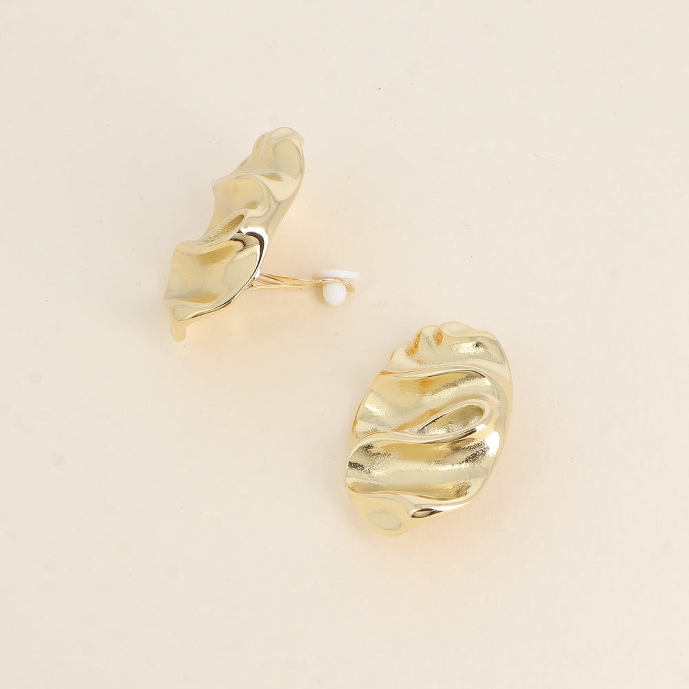 Boucles d'oreilles Clips forme ovale ondulée