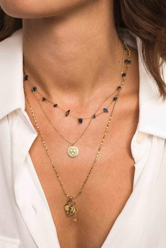 Collier pépites pierres naturelles ( 2 coloris )